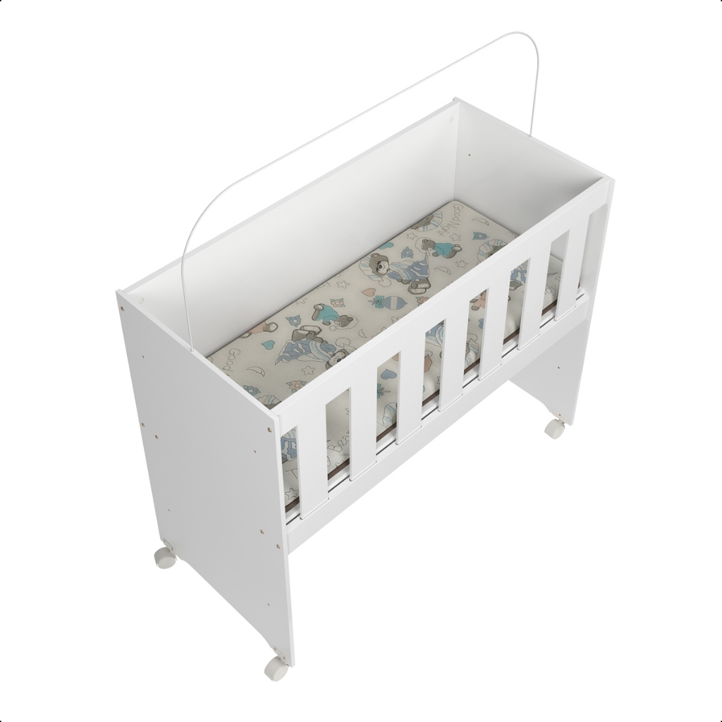 Mini Berço De Bebê Quarto Infantil Chiqueirinho Com Rodízios Colchão Macio 5 em 1 Carinhoso – GB
