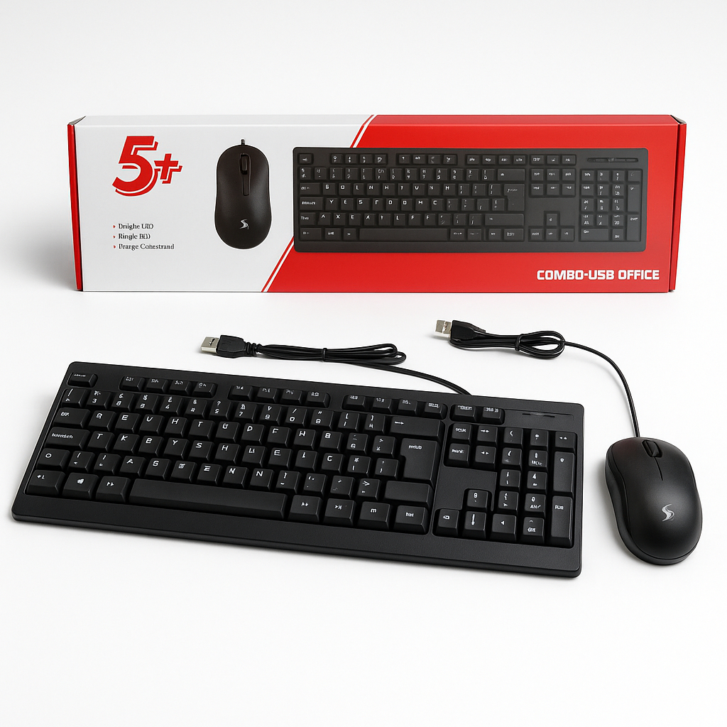 Kit Teclado e Mouse USB 5 KC500 Office Conforto e Precisão para Seu Dia a Dia