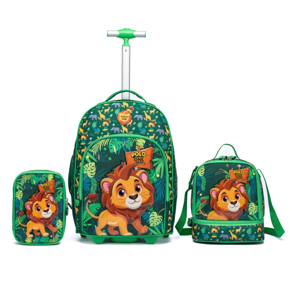 Kit Mochila Rodinhas Reforçada Infantil Escolar Lancheira Estojo Meninos