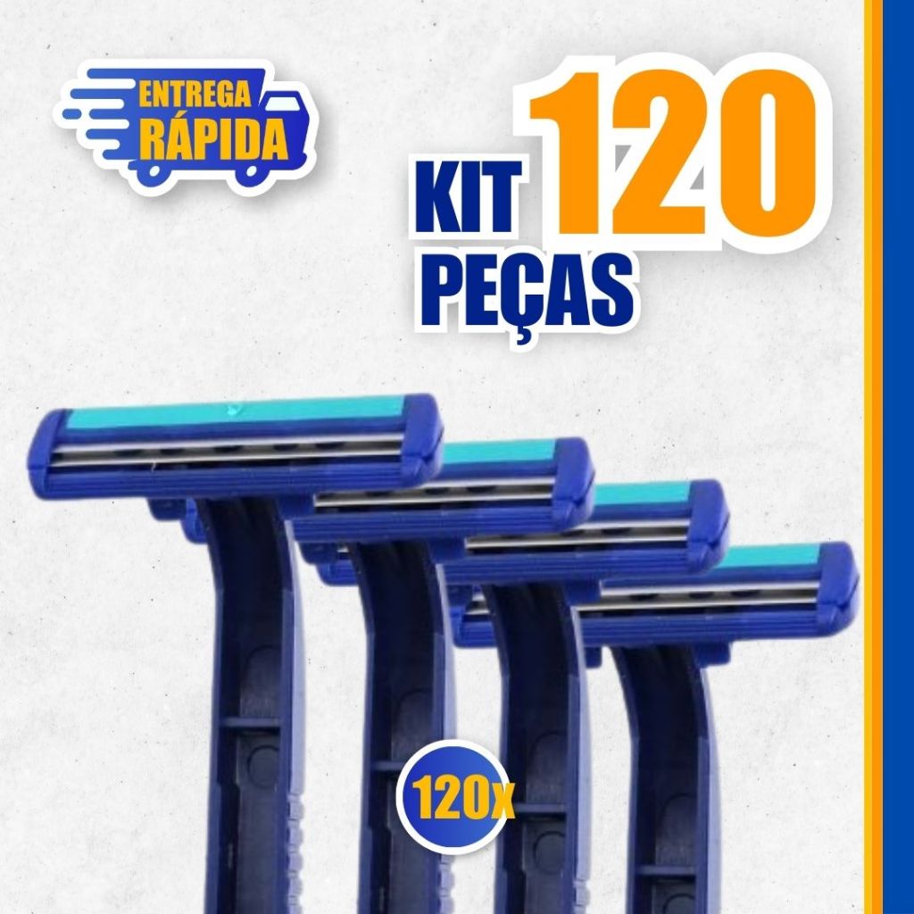 KIT 120 Prestobarba Aparelho de Barbear 2 Lâmina C Fita Lubrificante Barbeado Descartável PROMOÇÃO
