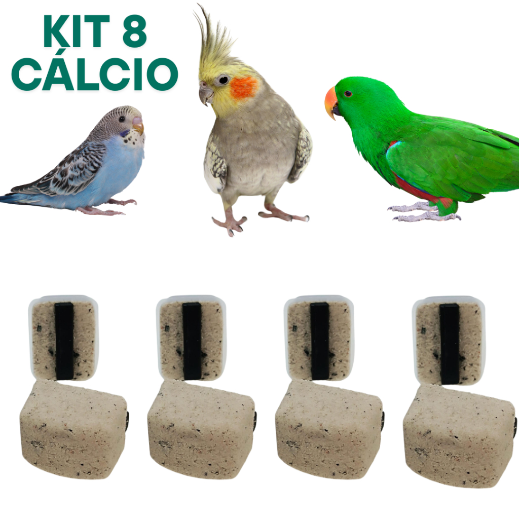 Kit Pedra de Cálcio Suplemento Nutricional Calopsitas, Agapornis e Periquitos, gaiolas e viveiro