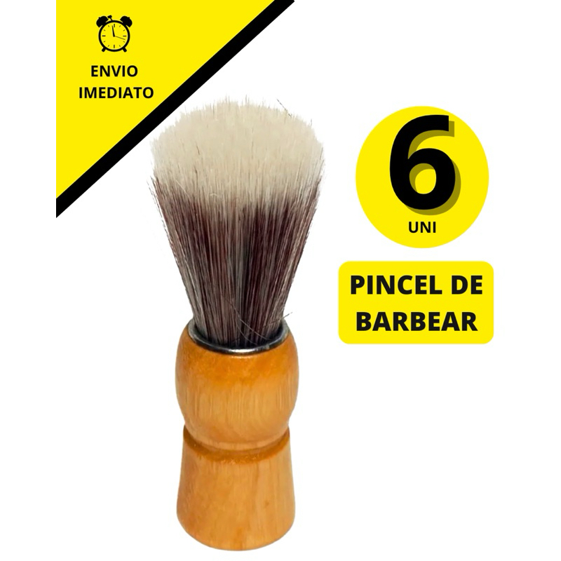 Kit 06 Unidades Pincel para Barbear Premium Barbearia Cabeleireiro Qualidade Máxima
