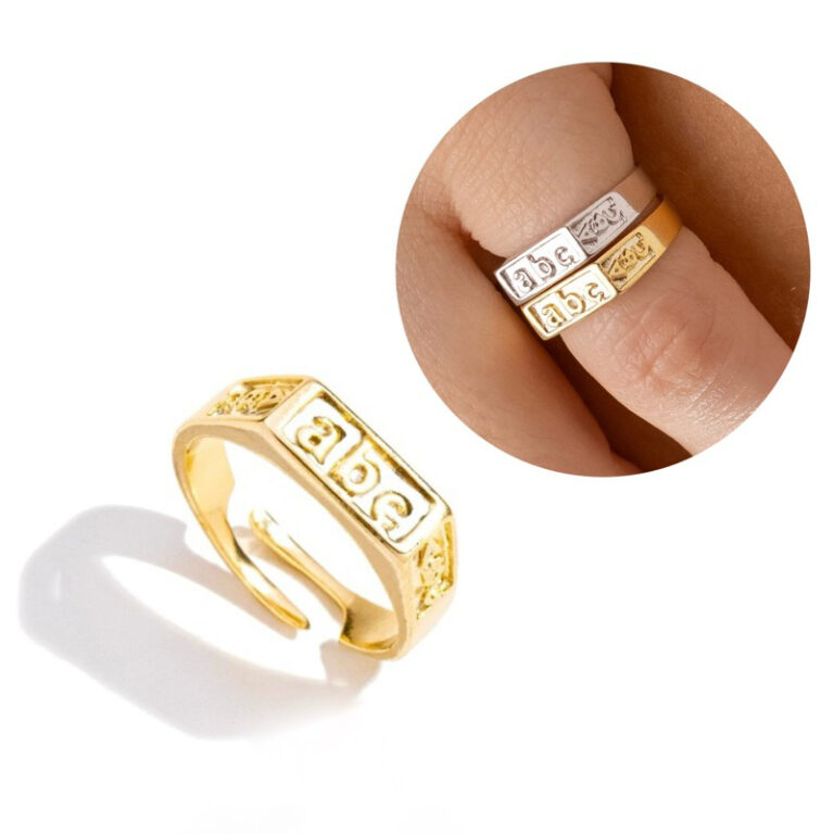 Anel Infantil Formatura ABC Regulável Ouro 18k