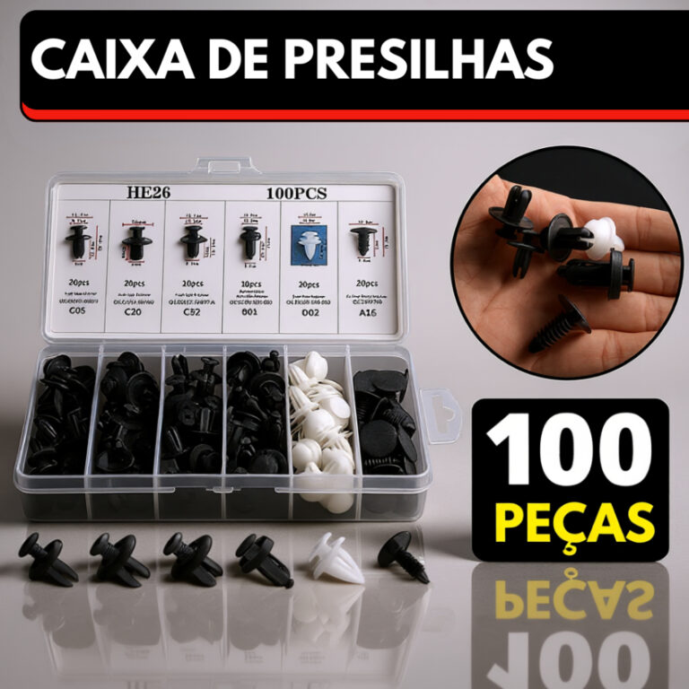 Kit 100 Grampo Presilha Automotiva Prendedor Hibri