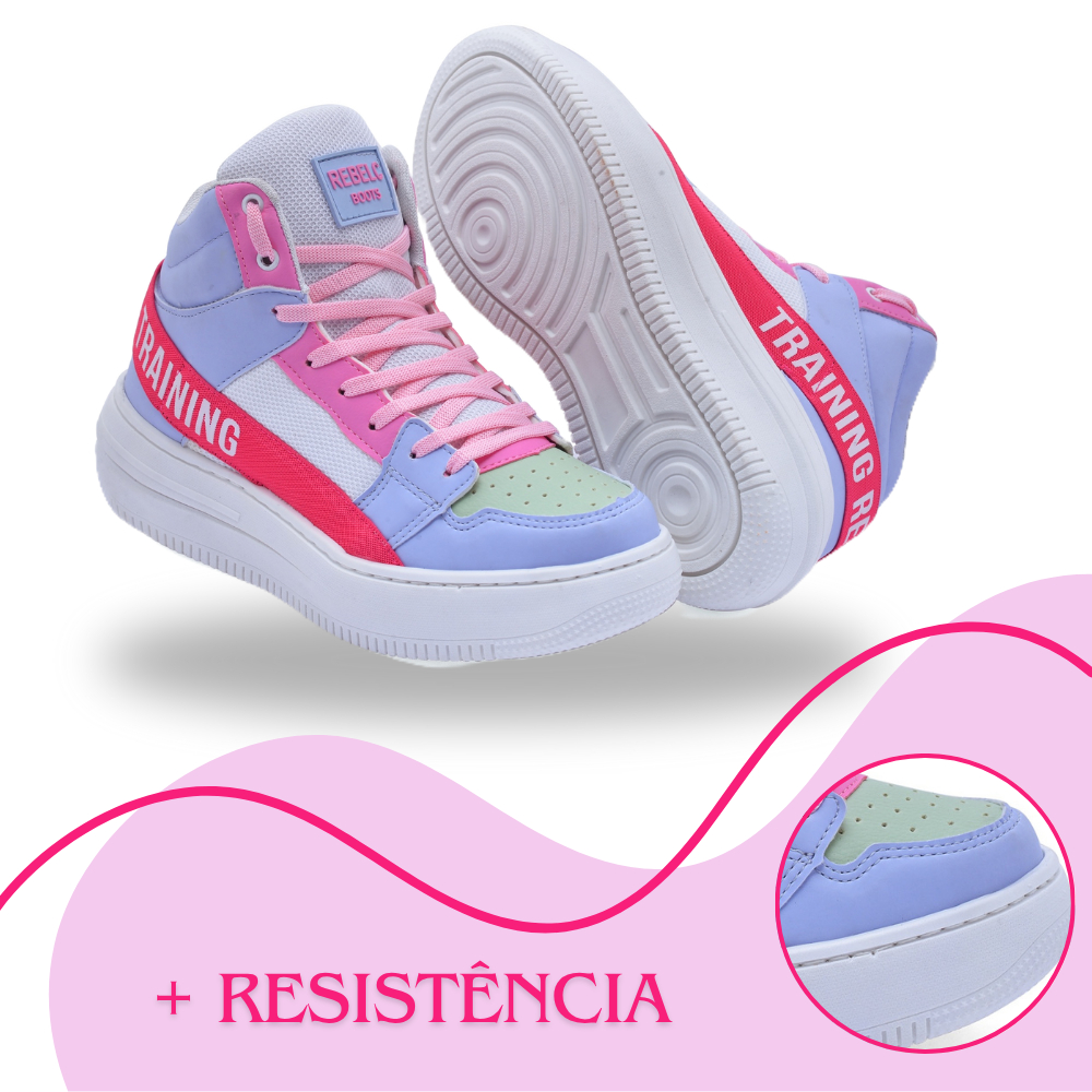 Tênis Botinha de Treino Feminino Academia Macio Caminhada Rebelc Fitness Leve Moderno Versátil