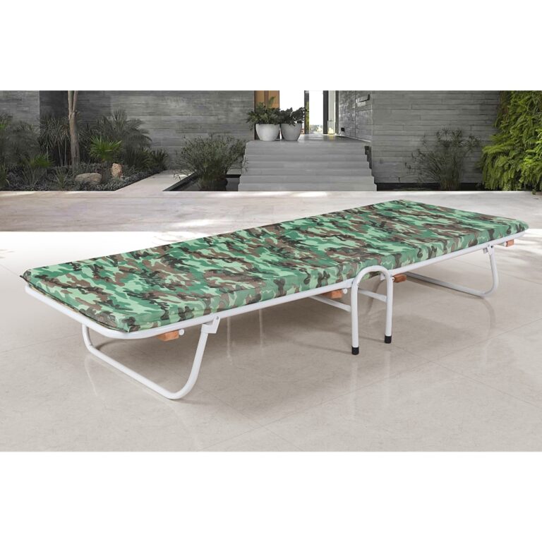 Cama dobrável de aço compacta para camping vem C