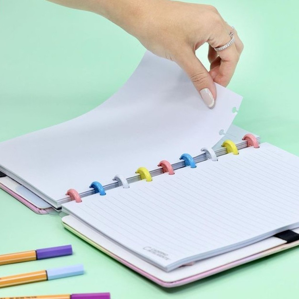 Refil Branco Personalizado Para Caderno Inteligente Disco 8/10/11 e A4 B5 A5 com 80 Folhas Pautada D
