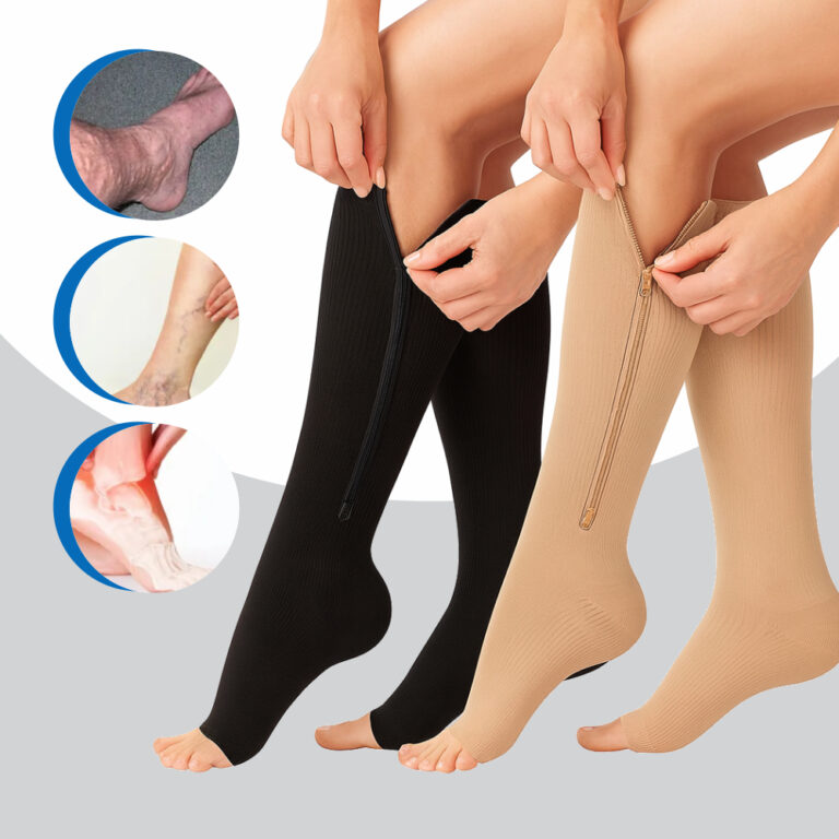 Par Meia de Compressão 3/4 com Zíper Para Varize