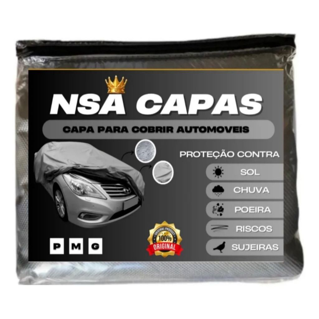 Capa Cobrir Carro Forrada 100% Impermeável Protege Sol Chuva Poeira NSA