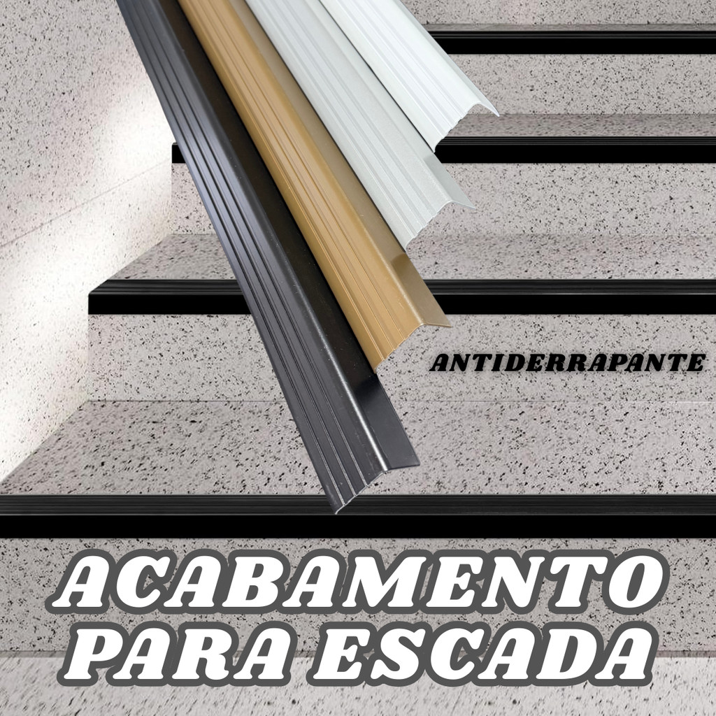Cantoneira – Acabamento para Escada em Alumínio –  Antiderrapante – Selecione a cor e tamanho