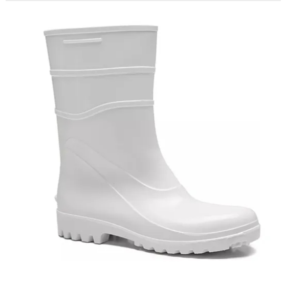 Bota Borracha Branca Galocha Pvc Cano Médio Leve 