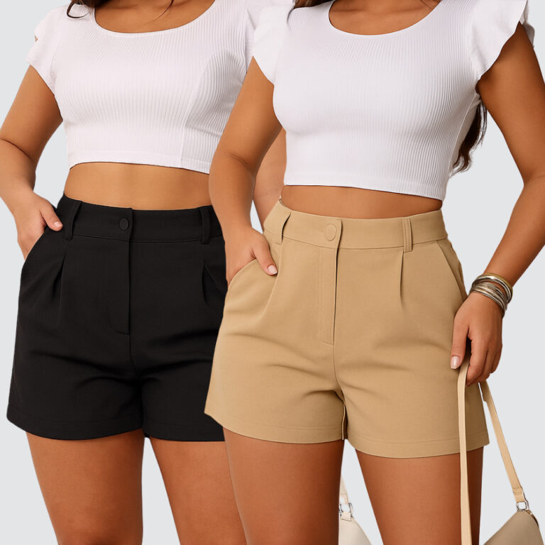 Kit 2 Short Alfaiataria Zarah Cintura Alta Feminin