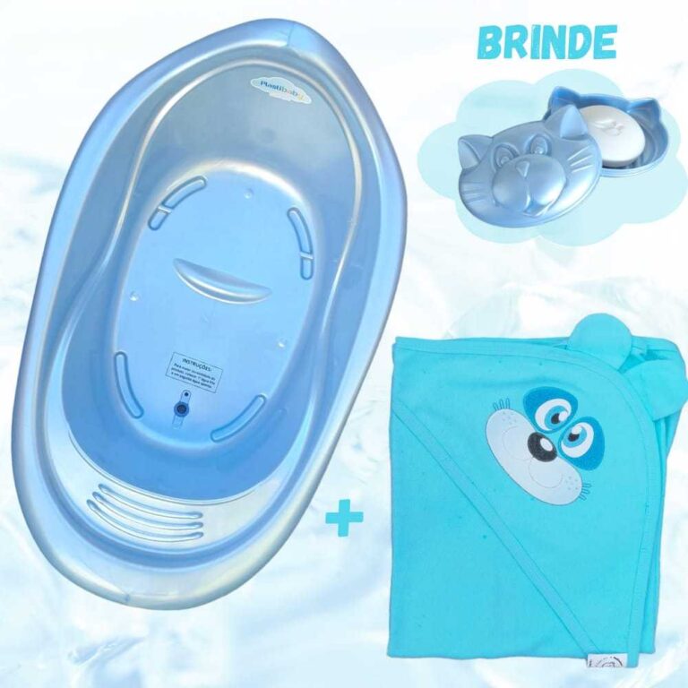 Kit Toalha de banho + Banheira de Bebe 22L + Sabon
