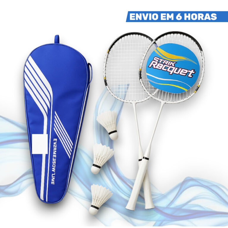 Kit Raquete de Badminton 2 Raquetes + 3 Petecas