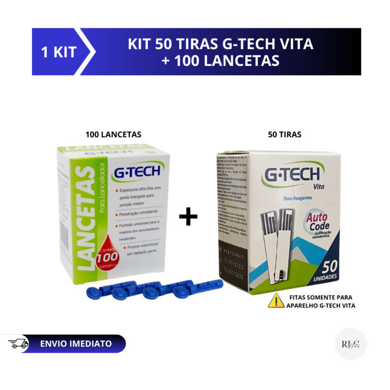 kit 50 Tiras para Medição de Glicose G-tech Vita