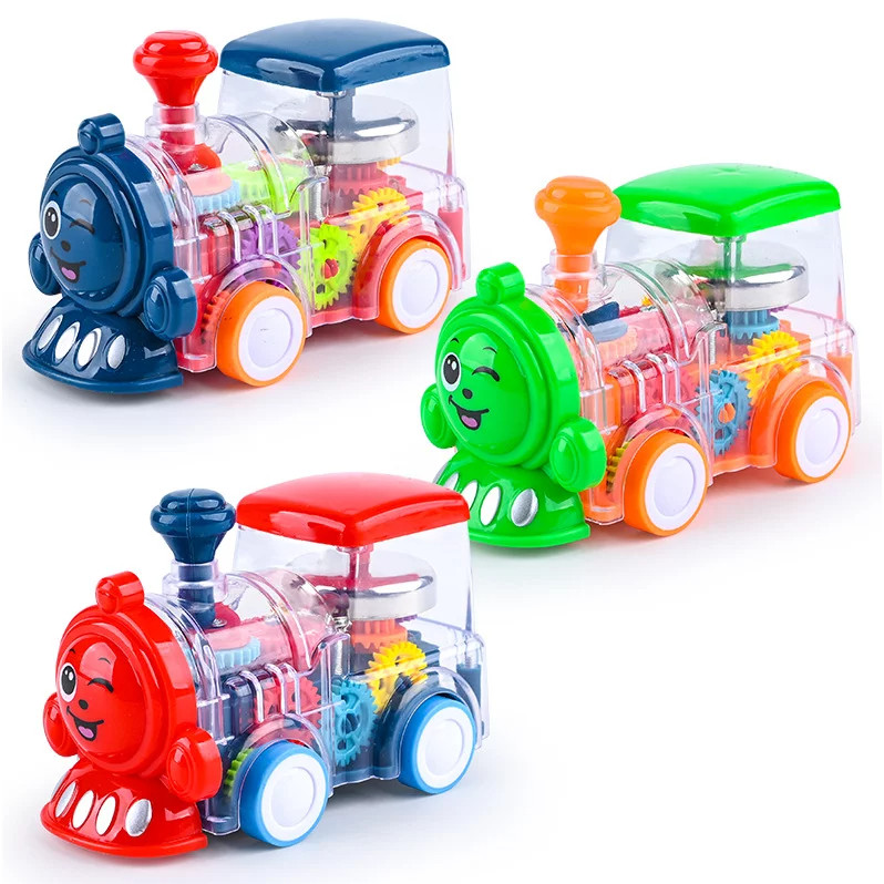 Super Trenzinho de Engrenagens Com Luz e Som Colorido- Brinquedo Divertido para Crianças