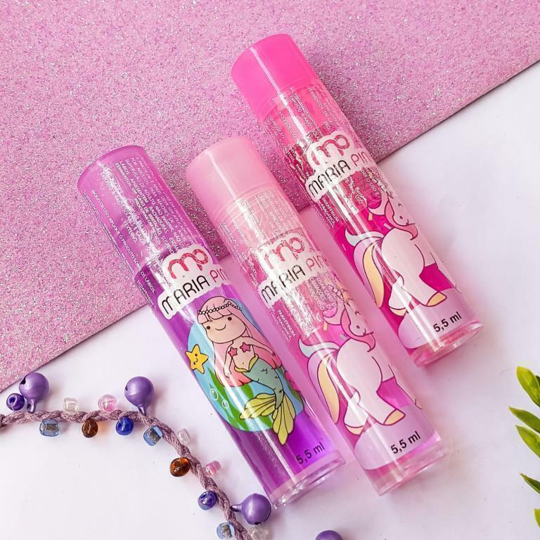 Kit com 3 Brilho Labial Maria Pink Gloss Infantil