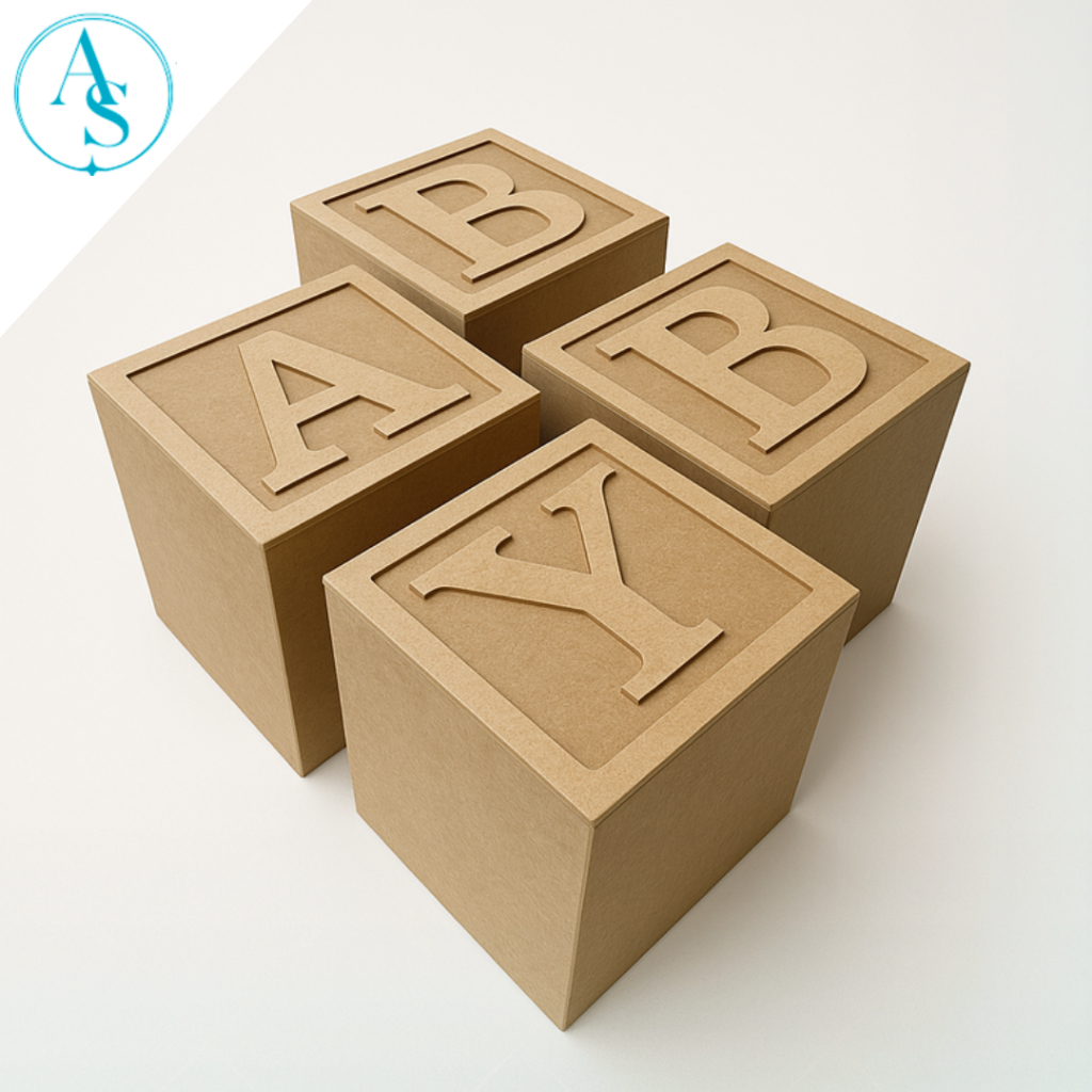 Kit Com 4 Cubos Baby Mdf Cru Montado