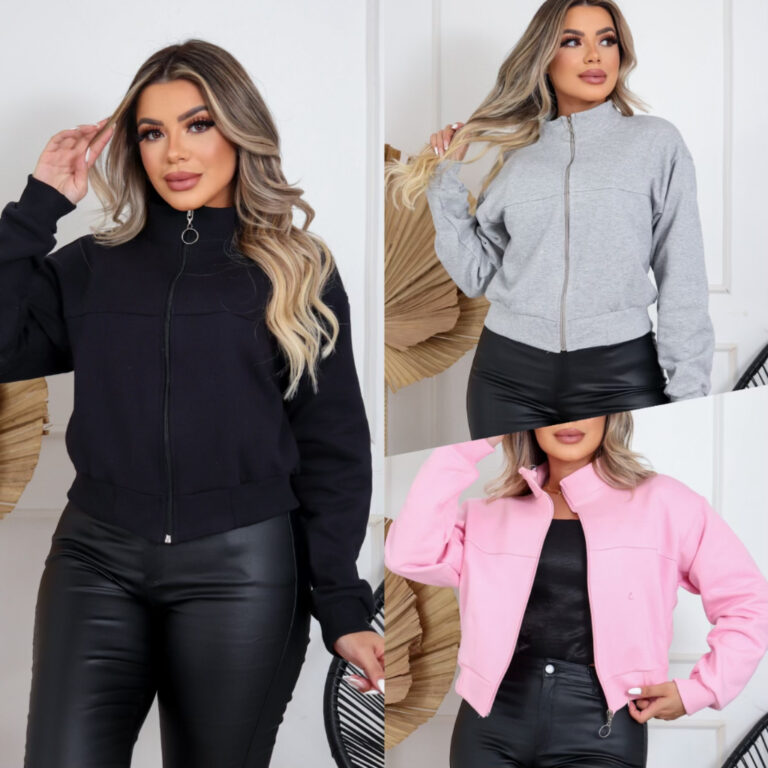 ZAVA Jaqueta Moletom Cropped Feminino