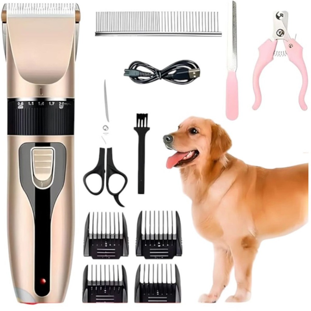 Kit 7/11 Maquina De Tosar Cachorro Profissional Pet De Corte Cabelo Tosador de Caes Pet