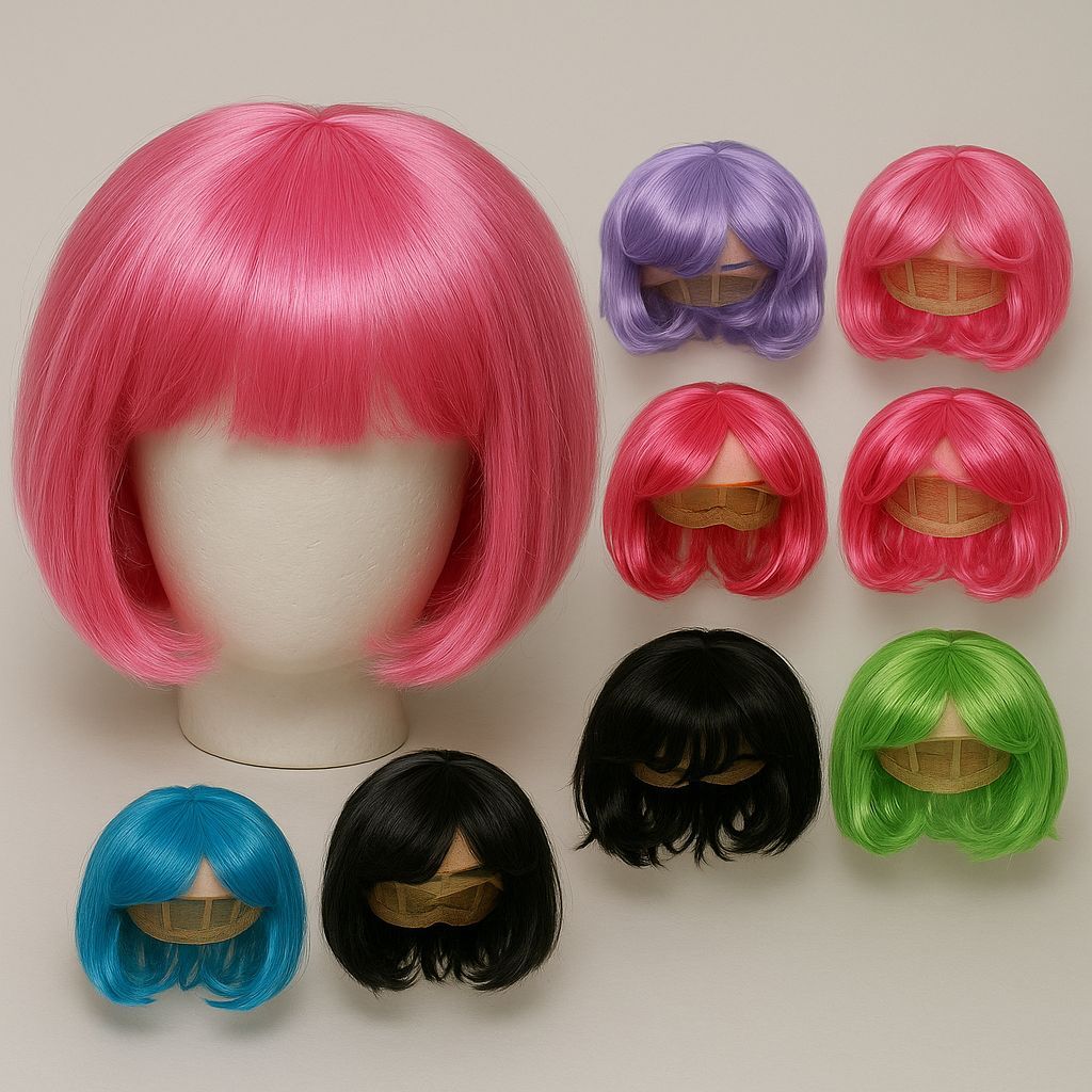 Peruca Colorida para Fantasia Feminina Criativa Carnaval Cosplay Bloquinho Cabelo Maluco Halloween