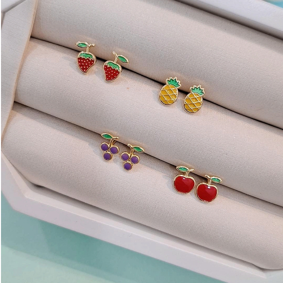 Brinco Infantil em Resina Banhado em Ouro 18k Hipo