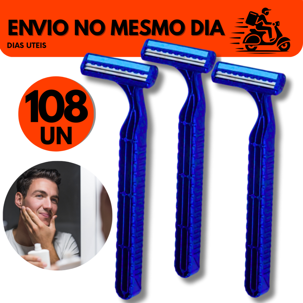Kit 108 Un Prestobarba Aparelho de Barbear 3 Lâminas Com Fita Lubrificante Kit Com 108 Barbeadores D