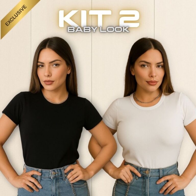 Kit 2 Camisetas Femininas Básicas | BABY LOOK 100