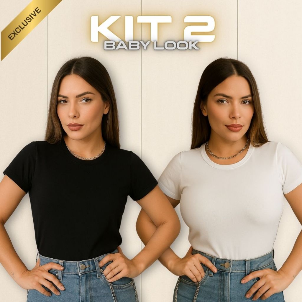 Kit 2 Camisetas Femininas Básicas | BABY LOOK 100% Algodão Premium Sortidas  Conforto e Estilo