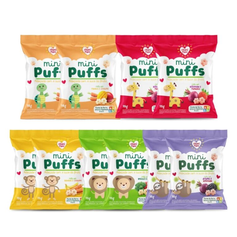 Kit Biscoito Nhami Mini Puffs Sabores Sortidos 