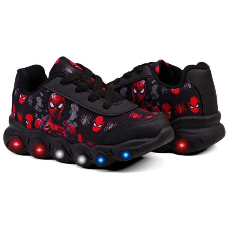 Tênis Infantil Menino Homem Aranha Casual Com Led