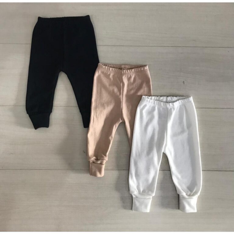 Kit 3 Calças Bebê Mijão Vira pé em Suedine Cor