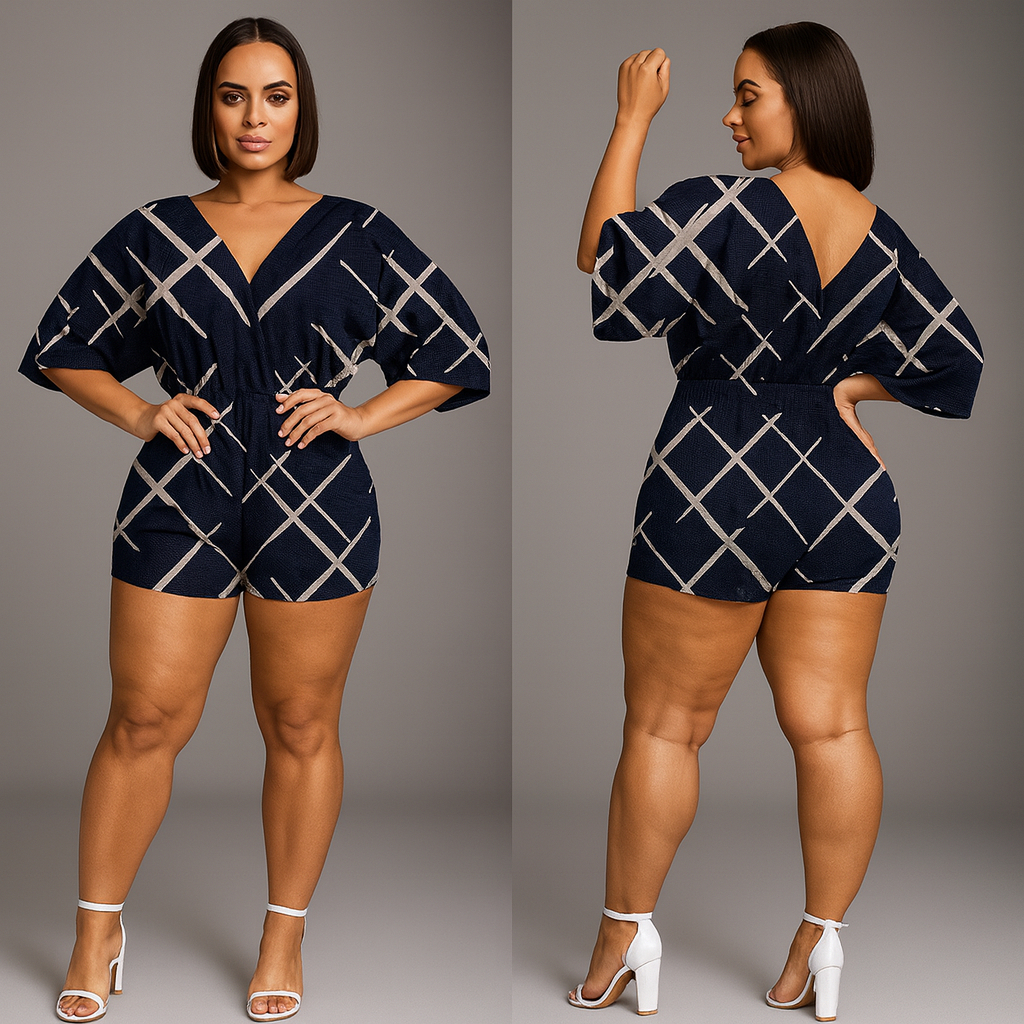 Macaquinho  Envio Rápido Gola V em Viscolycra casual  Elegância e Conforto para Todas as Ocasiões