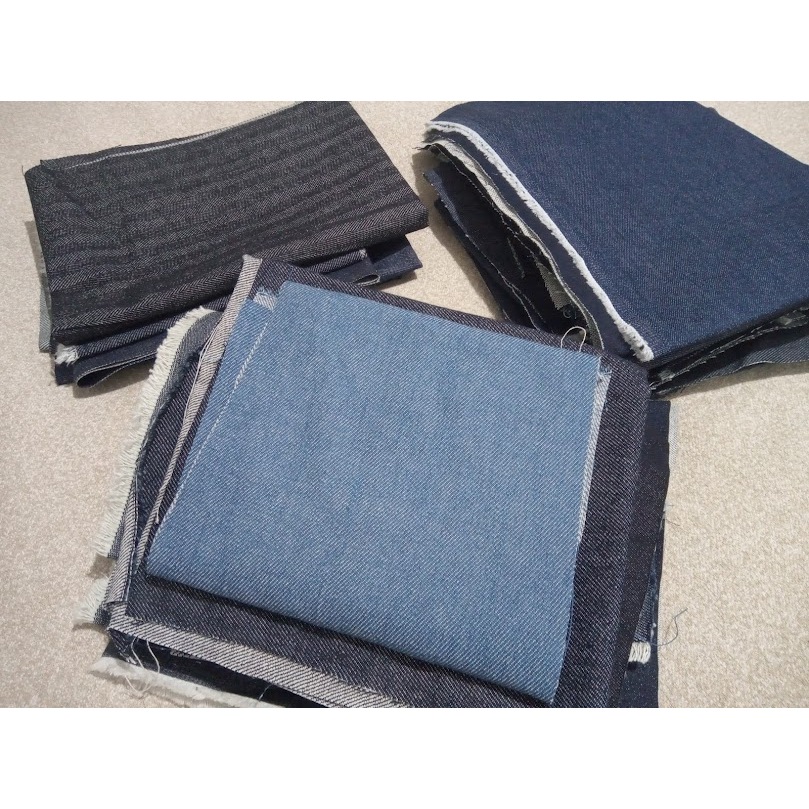 1 kg retalhos tecidos jeans pequenos com tamanhos a partir de 30cm x 15cm para fazer patchwork e art
