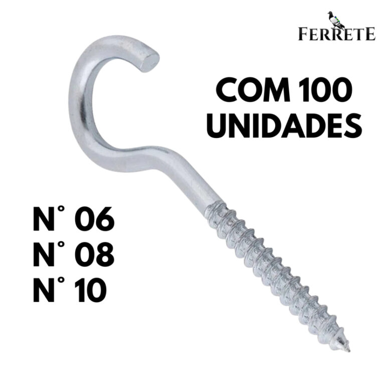 Gancho Zincado Para Bucha (6mm, 8mm e 10mm) Pacote