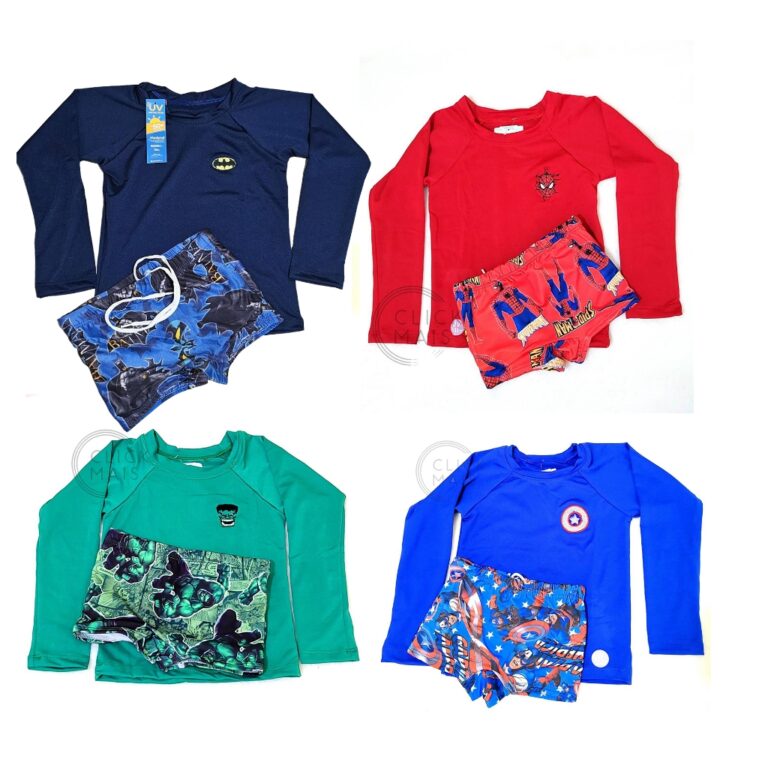 conjunto camisa + sunga infantil proteção solar 