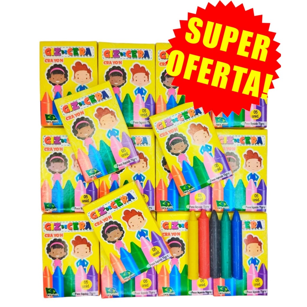 30 Caixinhas Kit Mini Giz De Cera 5 Cores 5 Cms Atacado para  Festa Infantil Aniversario Prenda