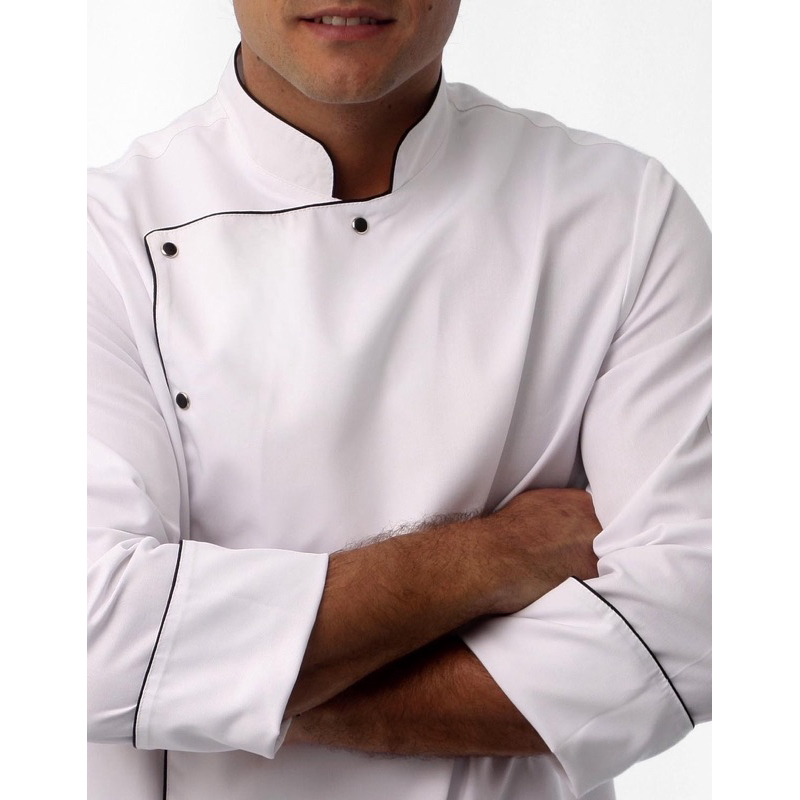 Doma/dolma Chef De Cozinha Em Oxford Manga 3/8 Cor BRANCO   – Botão: Pressão  Unissex