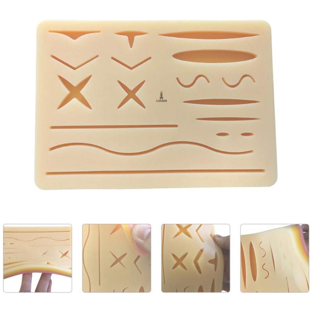 Pele Artificial Silicone Lorben para Treinamento Simulação de Sutura com 3 Camadas