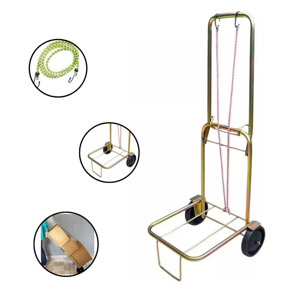 Carrinho compacto e dobrável Dourado Exclusivo para cargas ou cooler até 50kg