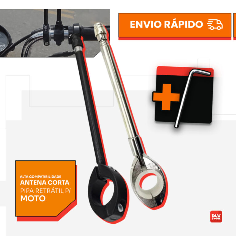 Antena Corta Pipa Moto Retrátil Anti Cerol Aço I