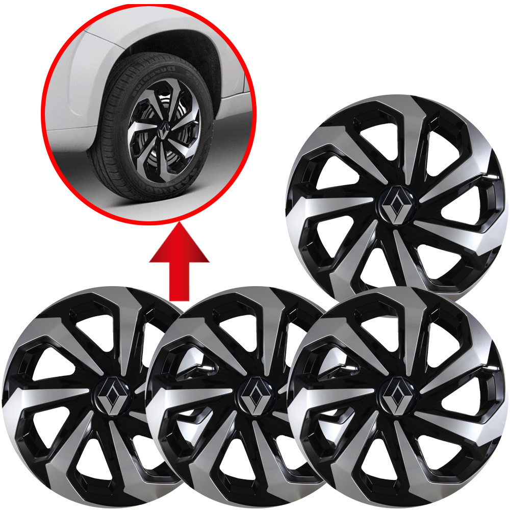 Kit 4 Calotas Esportivas aro 13/14/15 Spider Renault Megane Sandero Stepway Logan