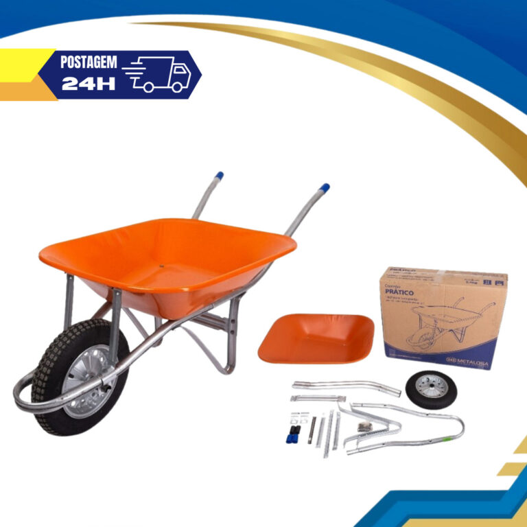 Carrinho de Mão Reforçado Desmontável Aço Galv