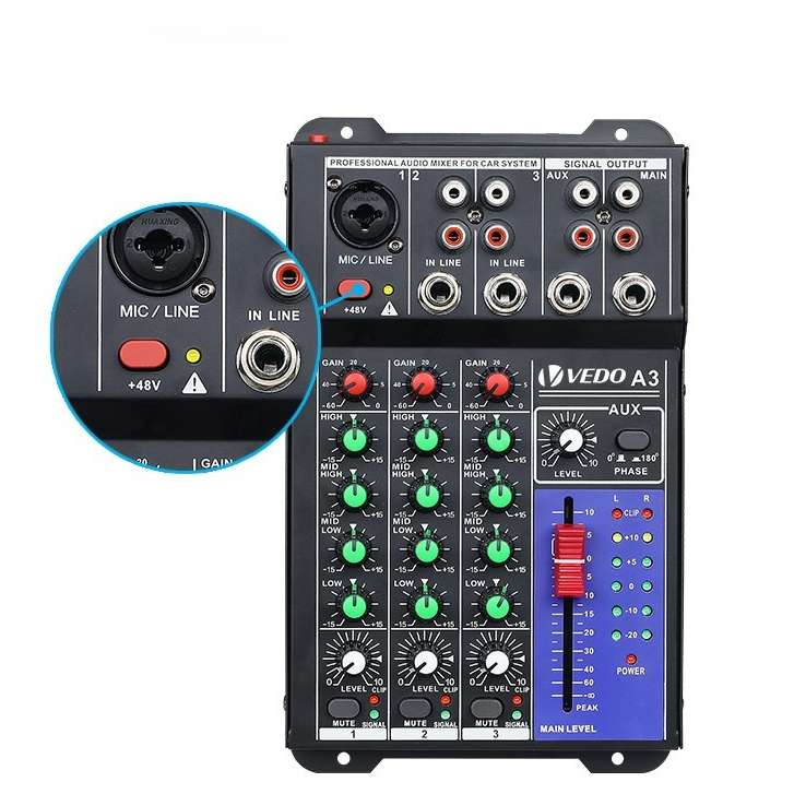 VEDO Console De Mixagem De Som 3 Canais Portátil 
