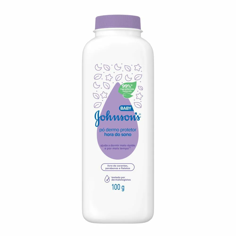 Pó Dermo Protetor Johnsons Baby Hora do Sono 100g | Talco Suave com 99% Ingredientes Naturais, Sem C