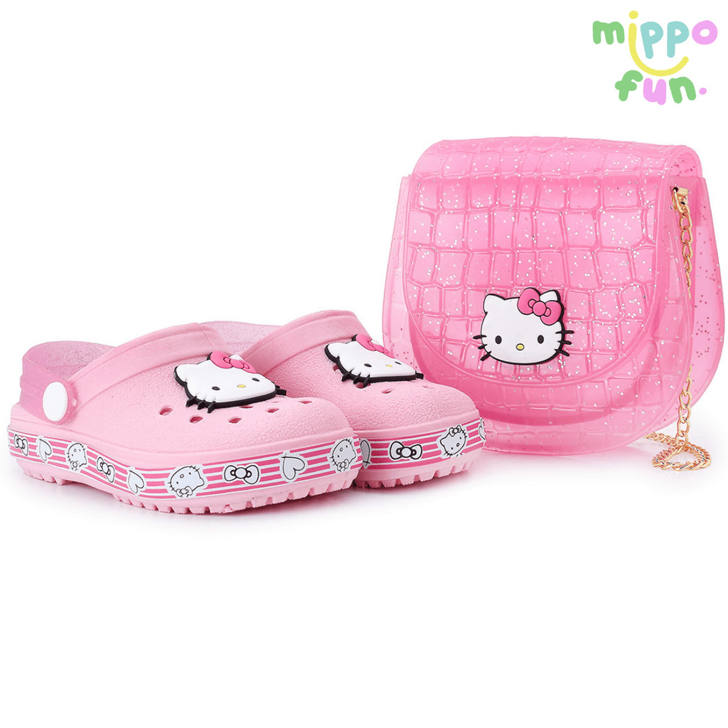 Kit Hello Kitty Babuche + Bolsa Infantil Menina Estilosa