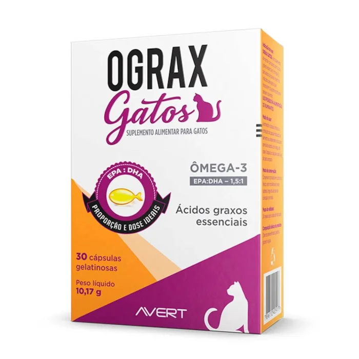 Ograx Gatos Com 30 Capsulas Ômega 3 Ácidos Graxo