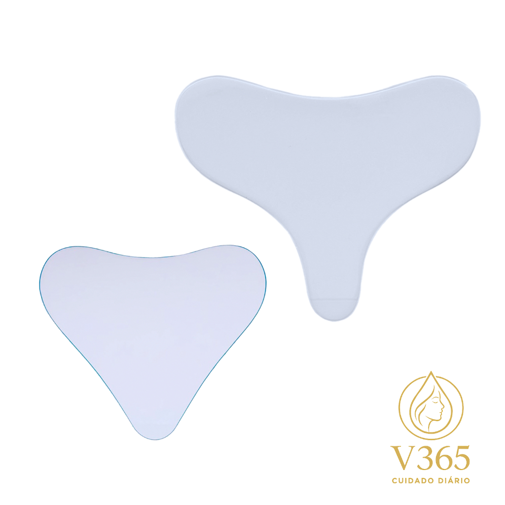 Adesivo Placa de Silicone Anti rugas para Colo e Peito Modelos Tê e Triângulo Reutilizável com Colág