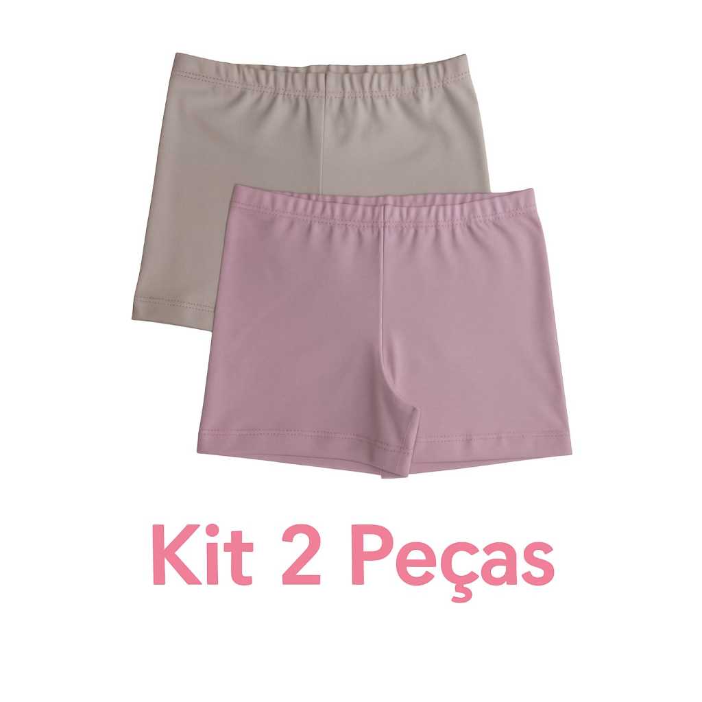 Kit Shorts Curto Cotton Infantil Menina  Ideal para Usar com Saias e Vestidos | 2 a 12 Anos