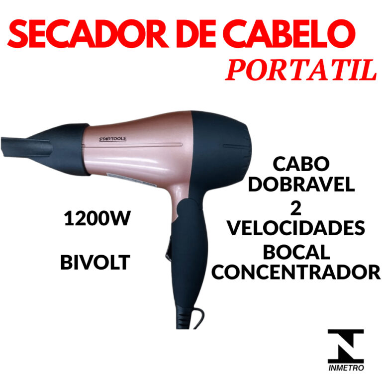 Secador De Cabelo Dobrável 1200W Bivolt Alça Boc